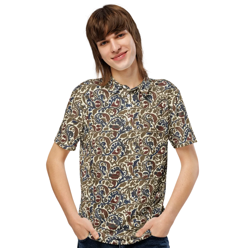 Brocade Menagerie on Men's Slim Fit Polo Shirt — Front