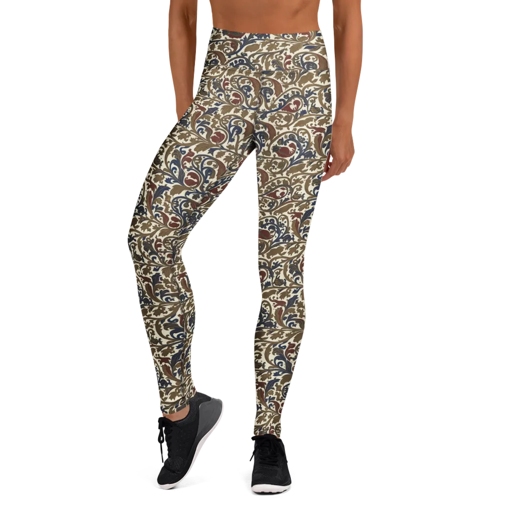 Brocade Menagerie on Yoga Leggings — Front