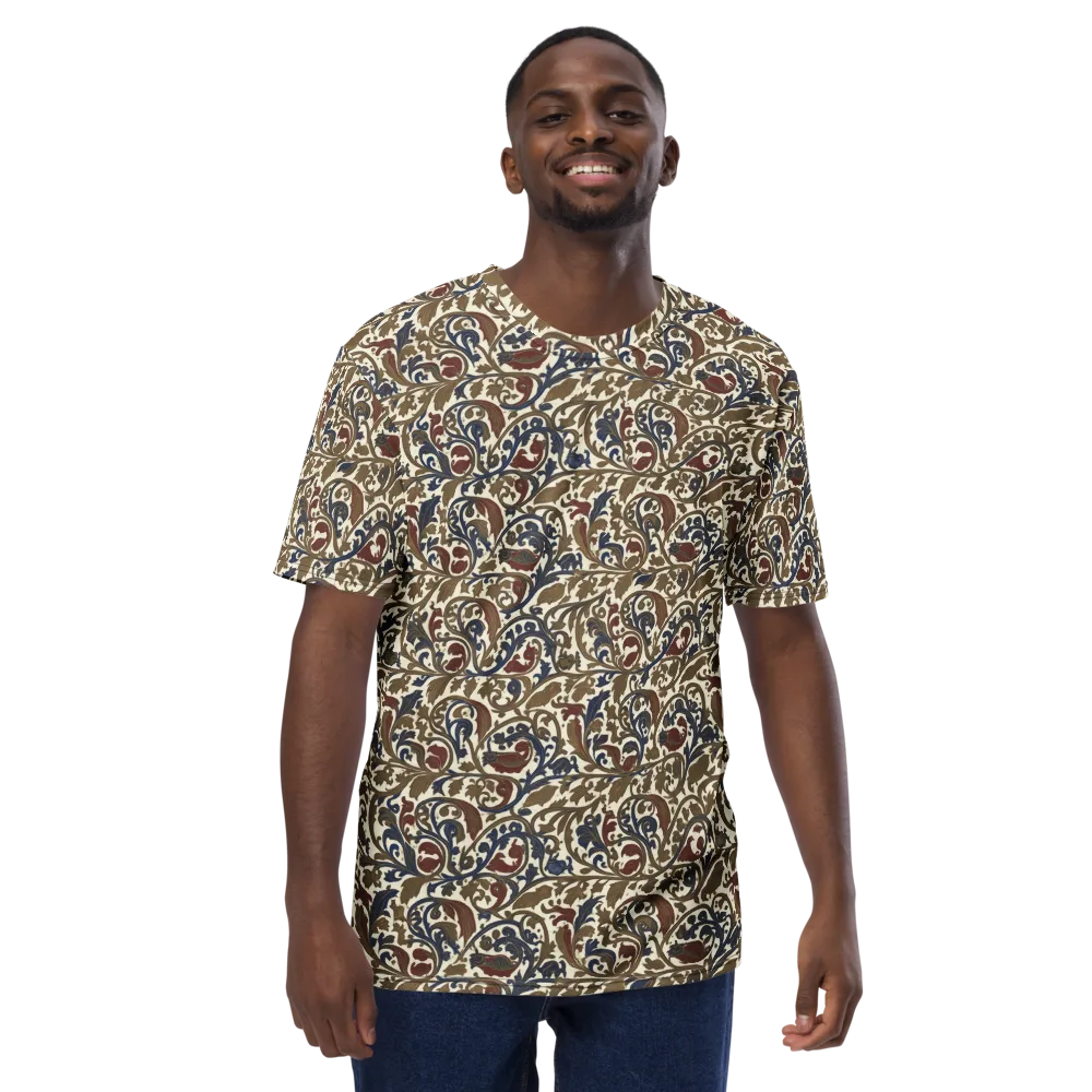 Brocade Menagerie on Men's Crew Neck T-Shirt — Front