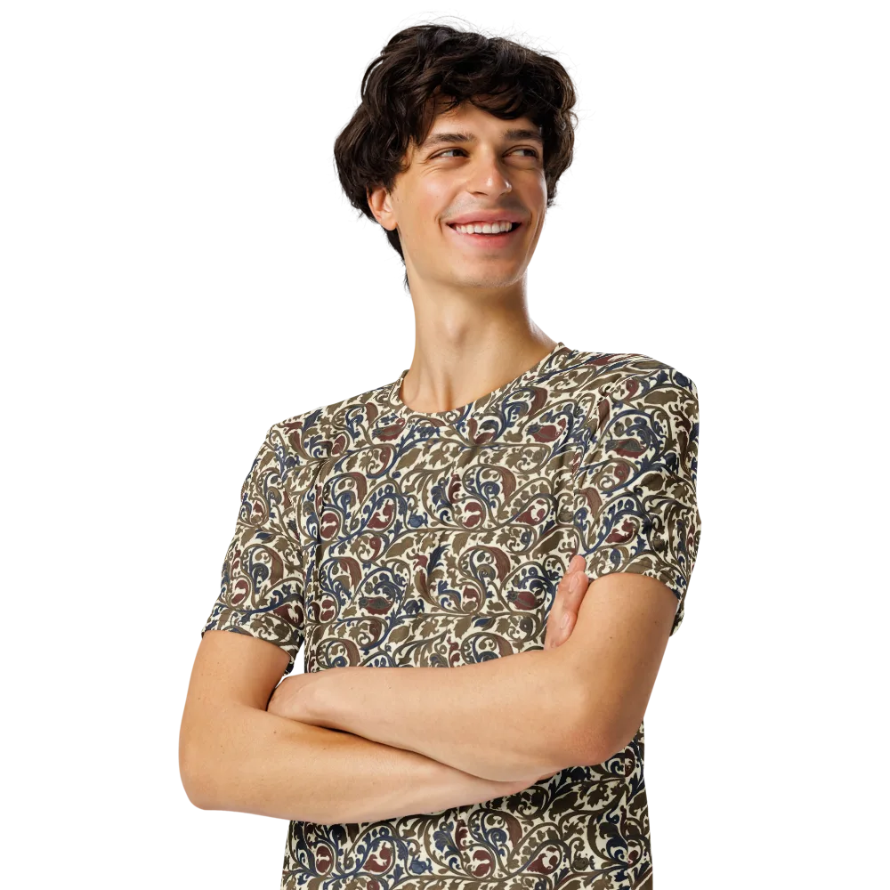 Brocade Menagerie on Men's Crew Neck T-Shirt — Left Front