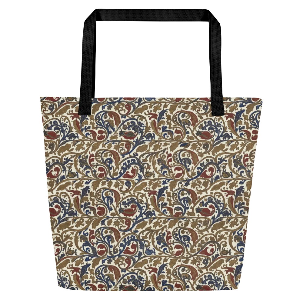 Brocade Menagerie on Large Tote Bag W/ Pocket — Front