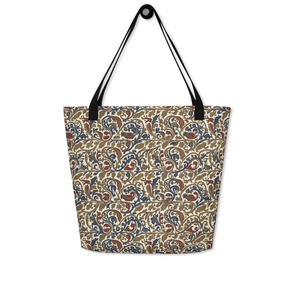 Brocade Menagerie on Large Tote Bag W/ Pocket — Front