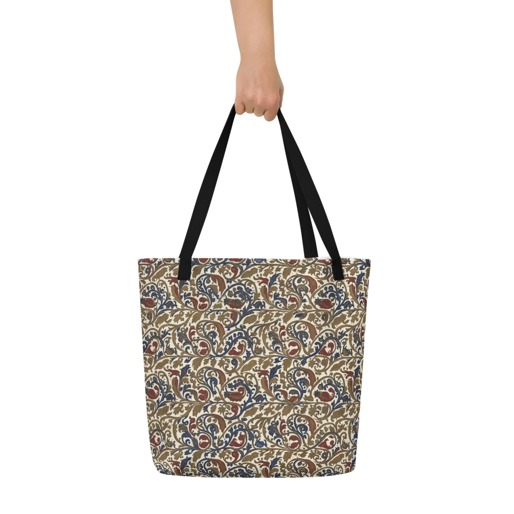 Brocade Menagerie on Large Tote Bag W/ Pocket — Front