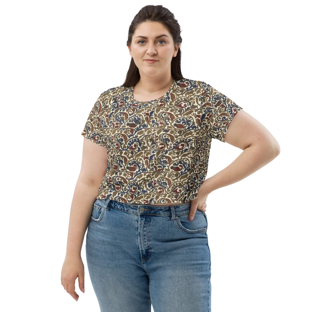 Brocade Menagerie on Crop Tee — Front