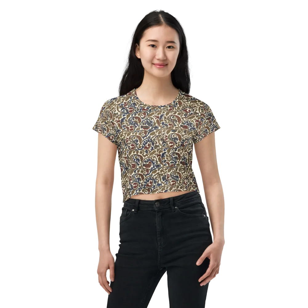 Brocade Menagerie on Crop Tee — Front