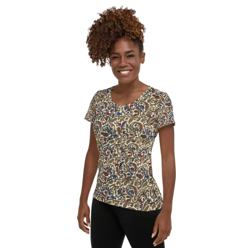 Brocade Menagerie on a Women's Athletic T-Shirt