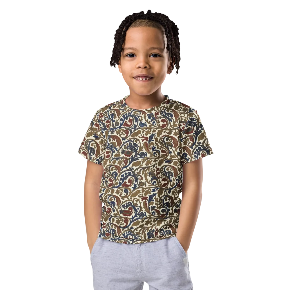 Brocade Menagerie on Kids Crew Neck T-Shirt — Front