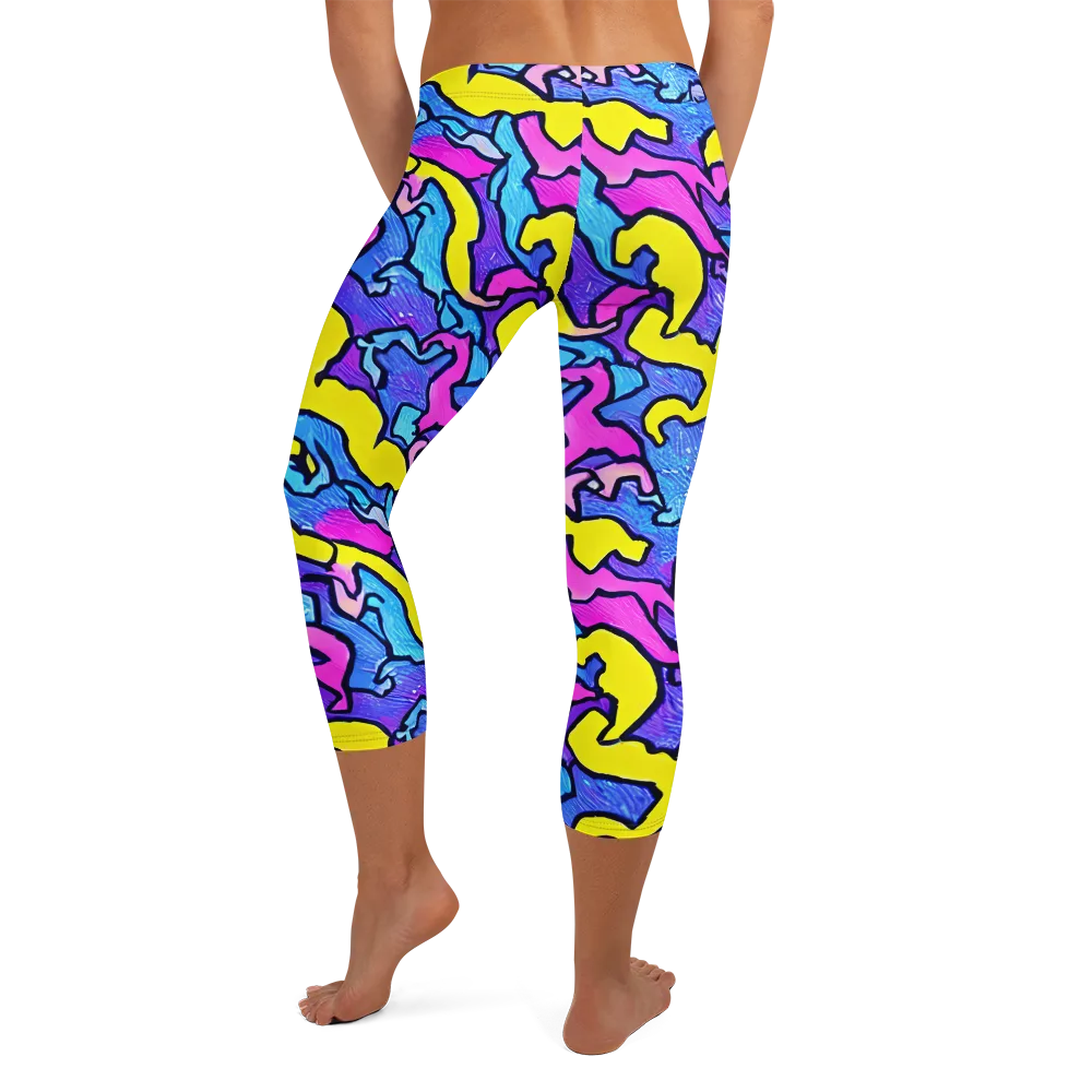 Kaleido Pulse on Capri Leggings — Back