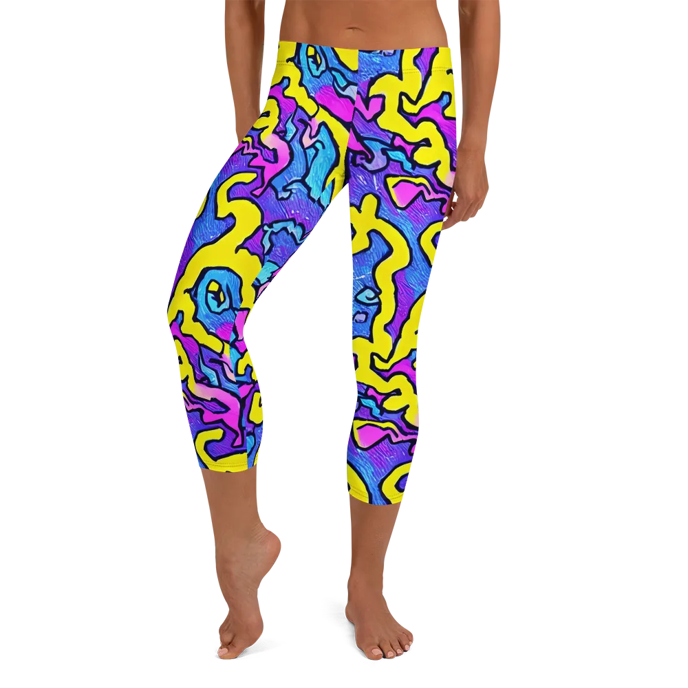Kaleido Pulse on Capri Leggings — Front