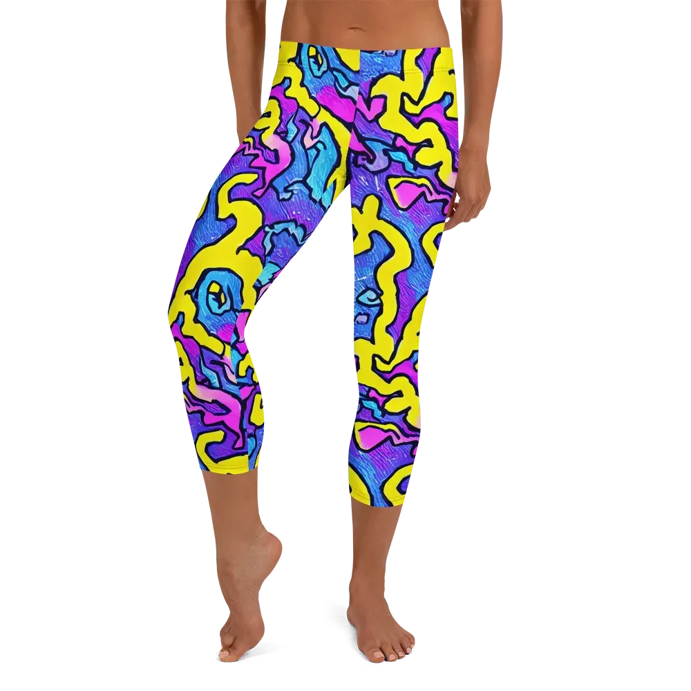 Kaleido Pulse on Capri Leggings — Front