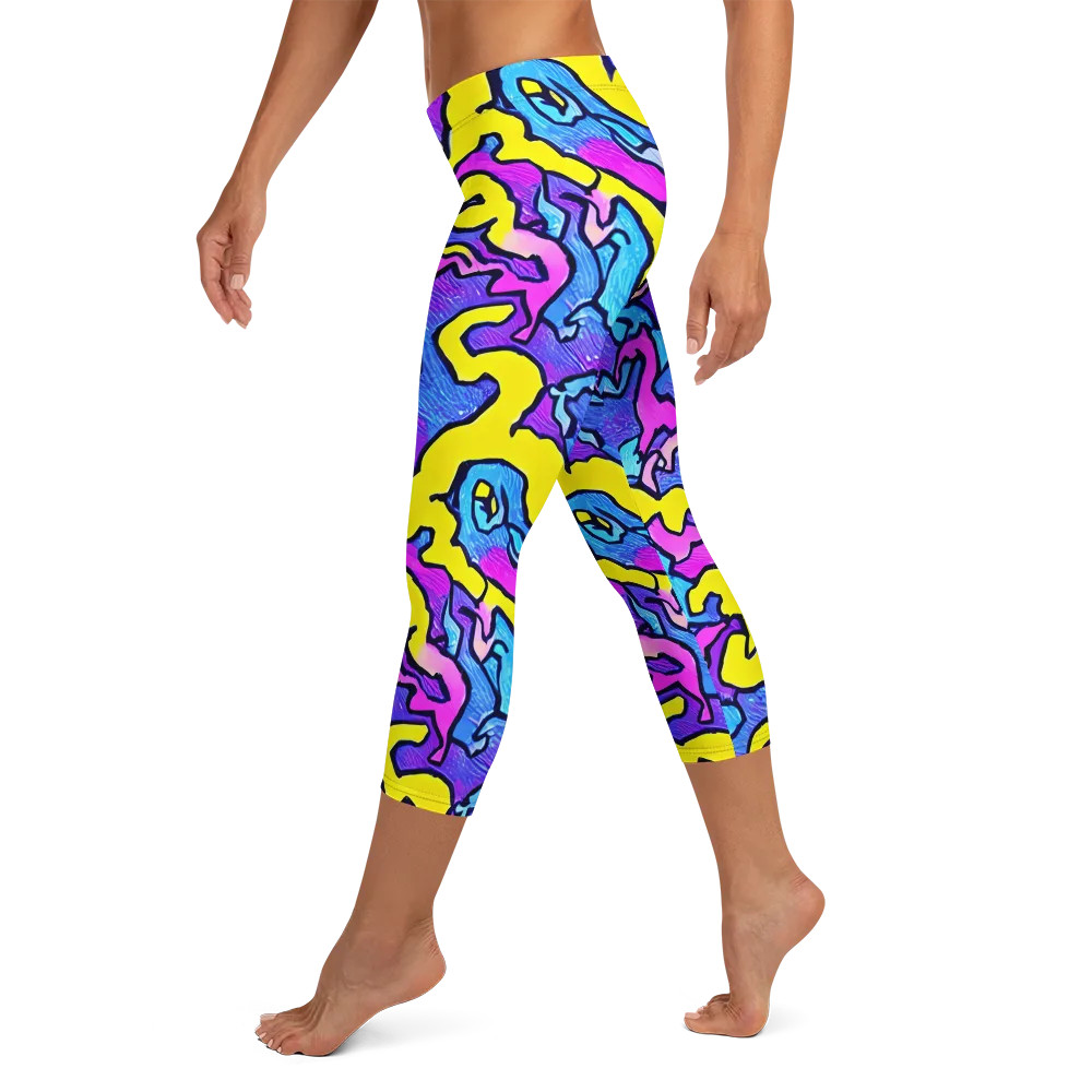 Kaleido Pulse on Capri Leggings — Left