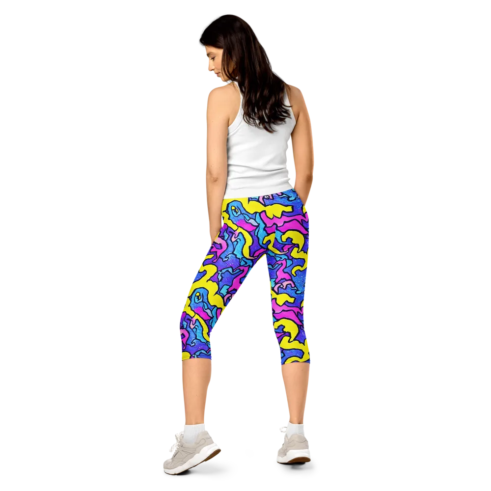 Kaleido Pulse on Capri Leggings — Back