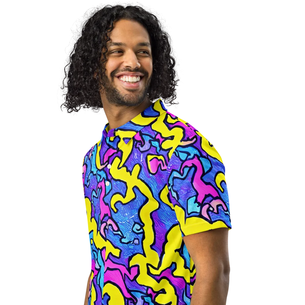 Kaleido Pulse on Men's Slim Fit Polo Shirt — Left Front