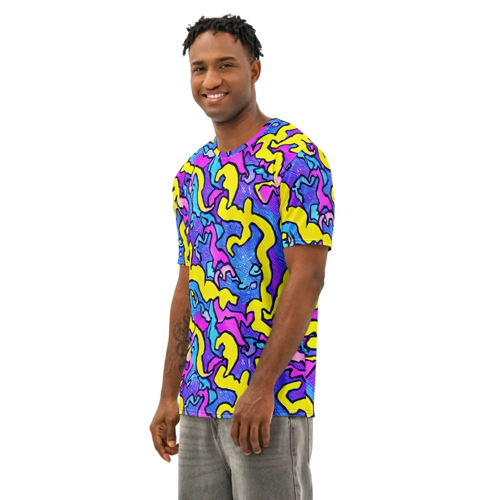 Kaleido Pulse on Men's Cotton Crew Neck T-Shirt — Left Front