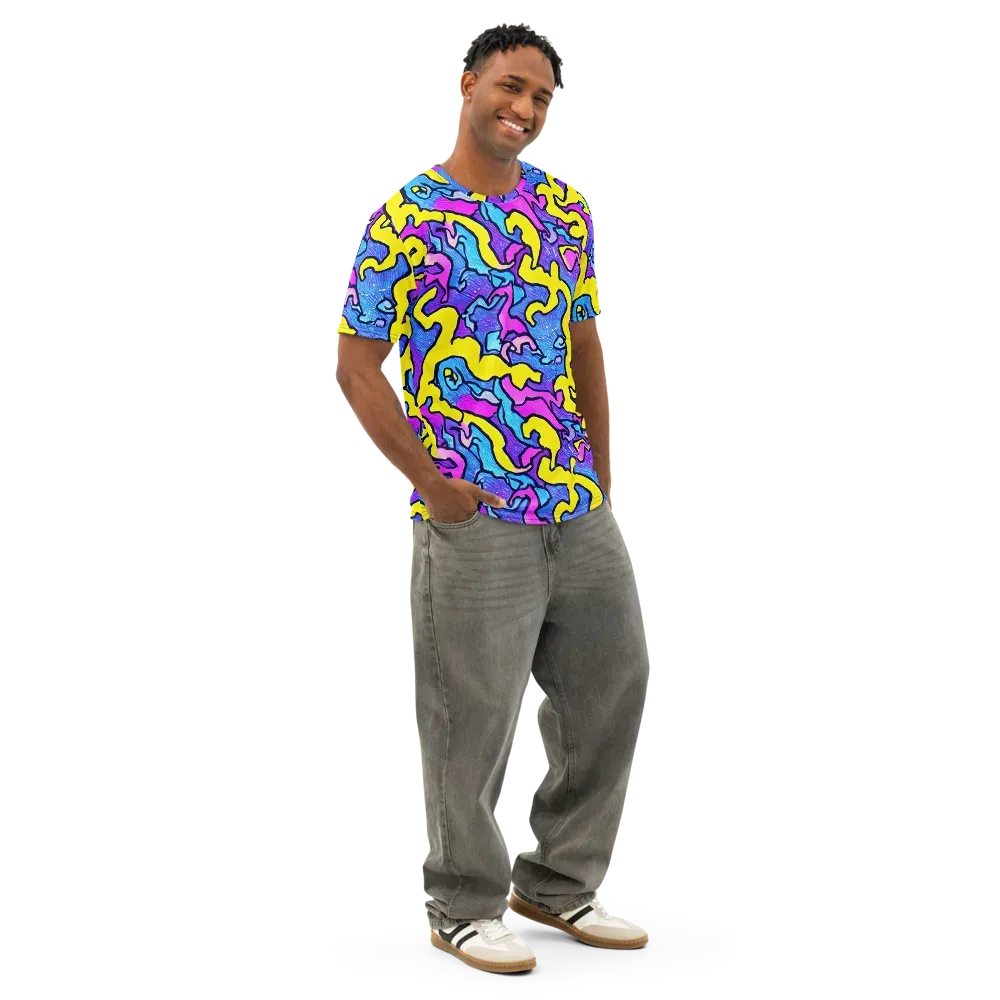 Kaleido Pulse on Men's Cotton Crew Neck T-Shirt — Right Front