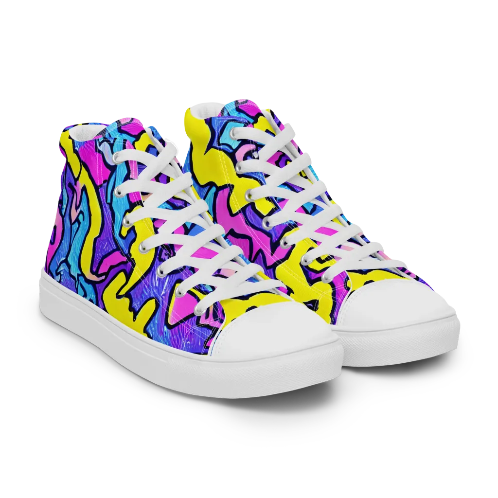 Kaleido Pulse on Men's High Top Canvas Shoes — Right Front