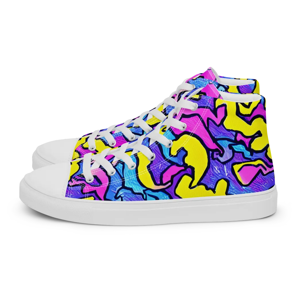 Kaleido Pulse on Men's High Top Canvas Shoes — Left
