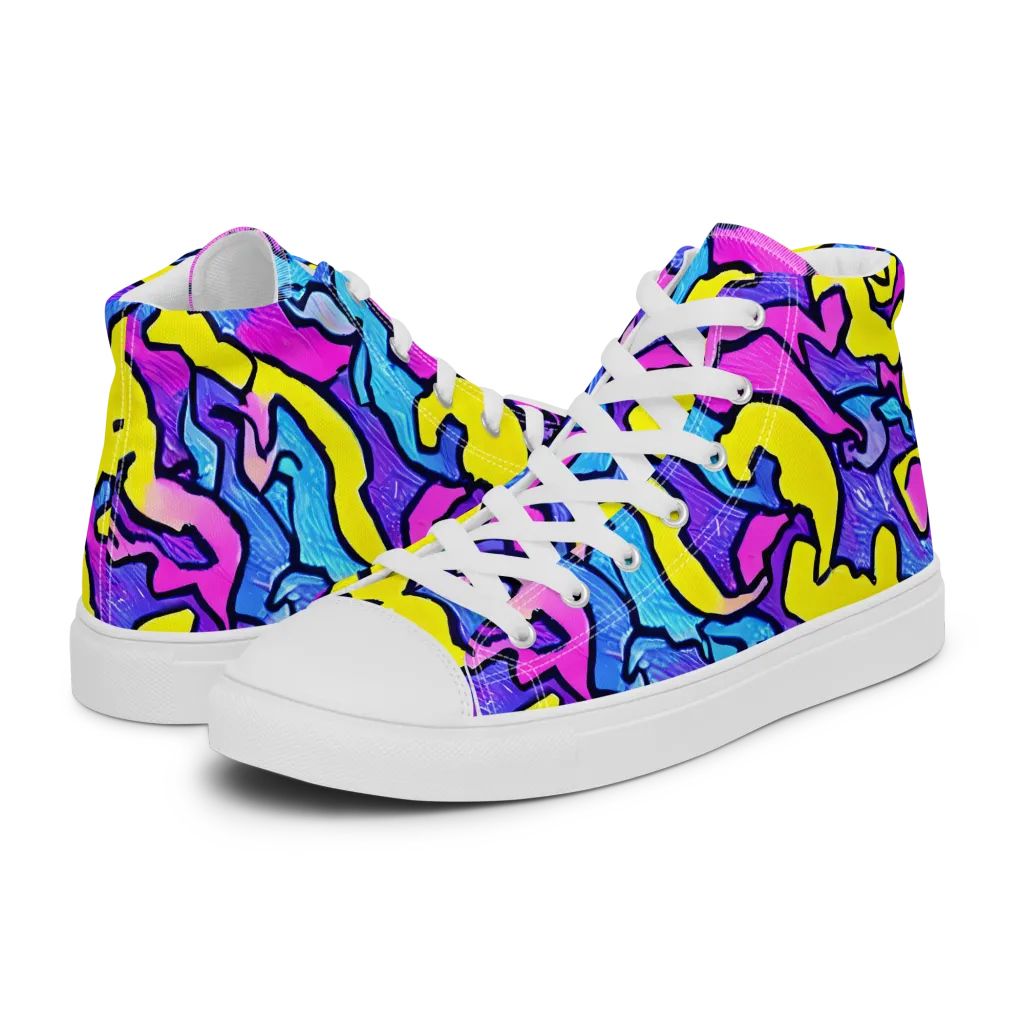 Kaleido Pulse on Men's High Top Canvas Shoes — Left