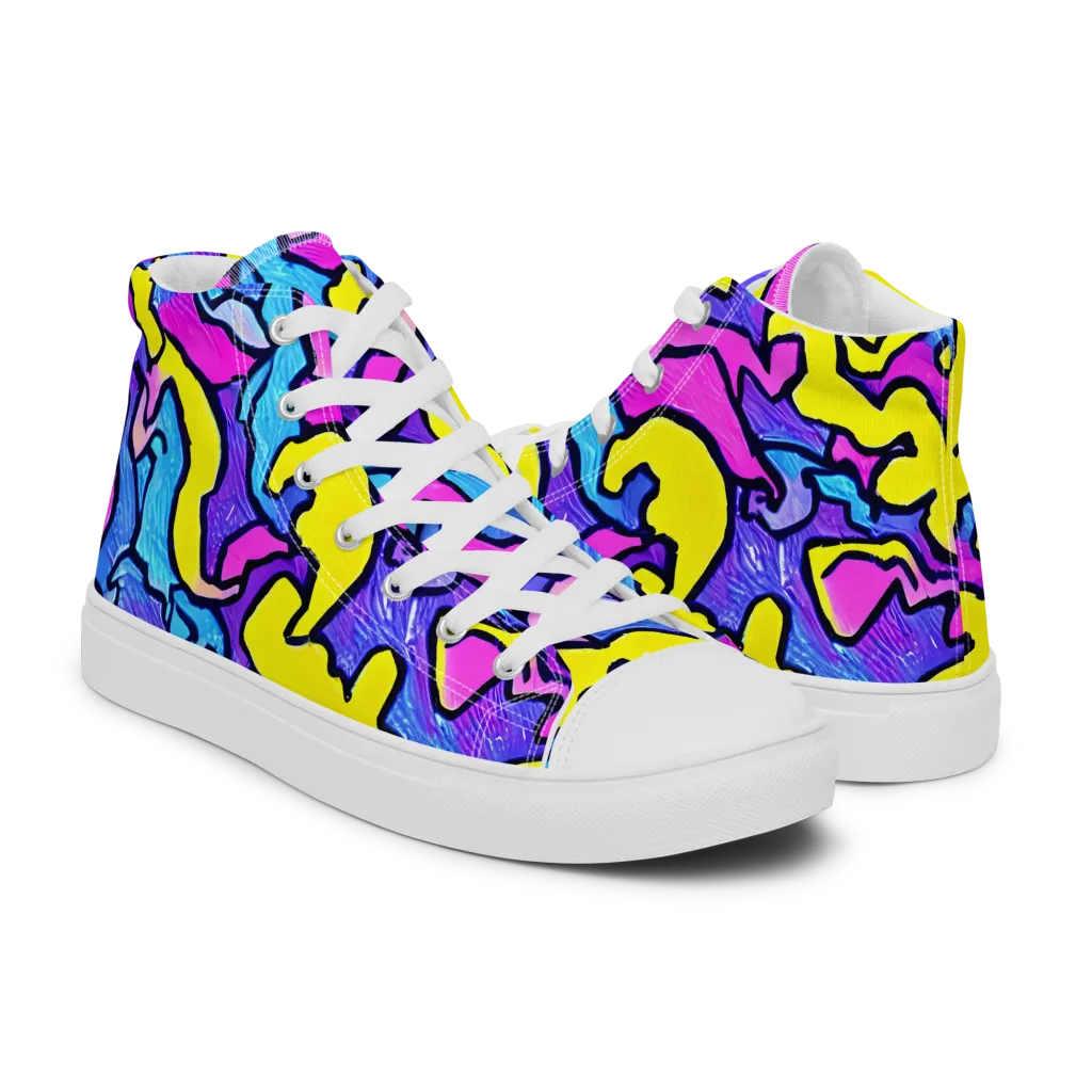 Kaleido Pulse on Men's High Top Canvas Shoes — Right