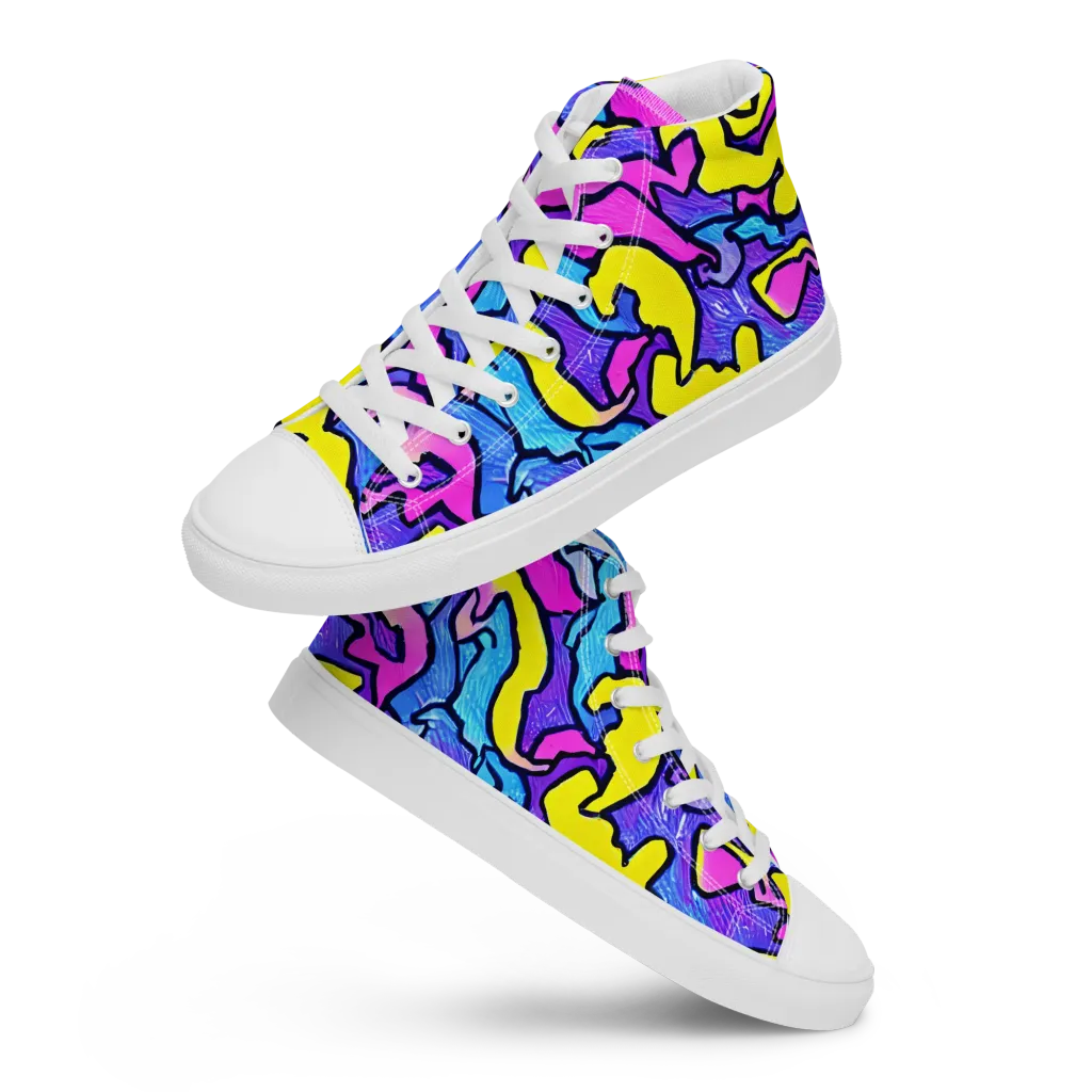 Kaleido Pulse on Men's High Top Canvas Shoes — Front