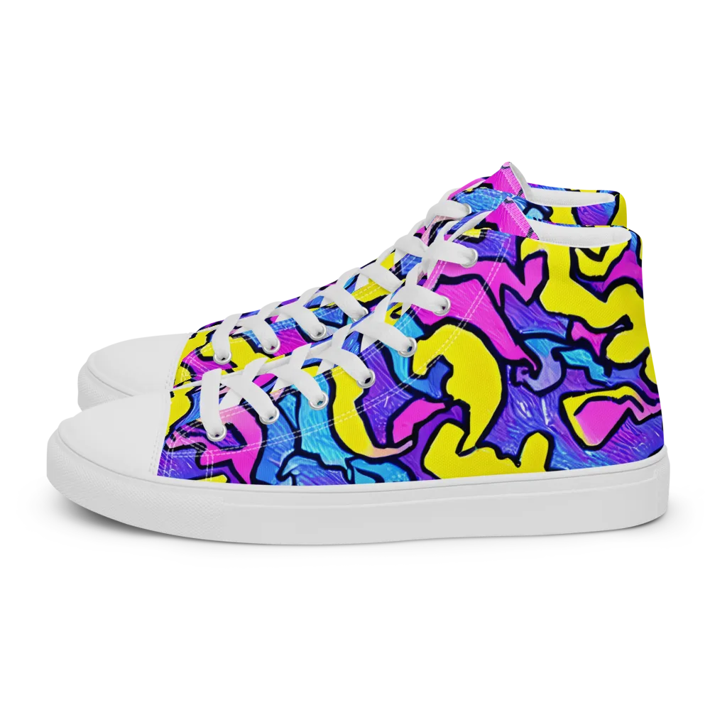 Kaleido Pulse on Women's High Top Canvas Shoes — Left
