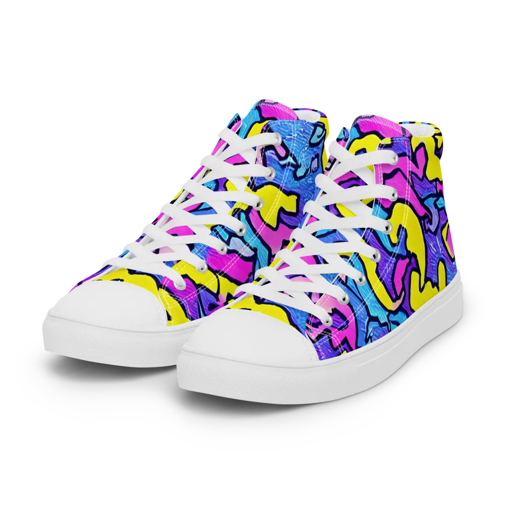 Kaleido Pulse on Women's High Top Canvas Shoes — Left Front