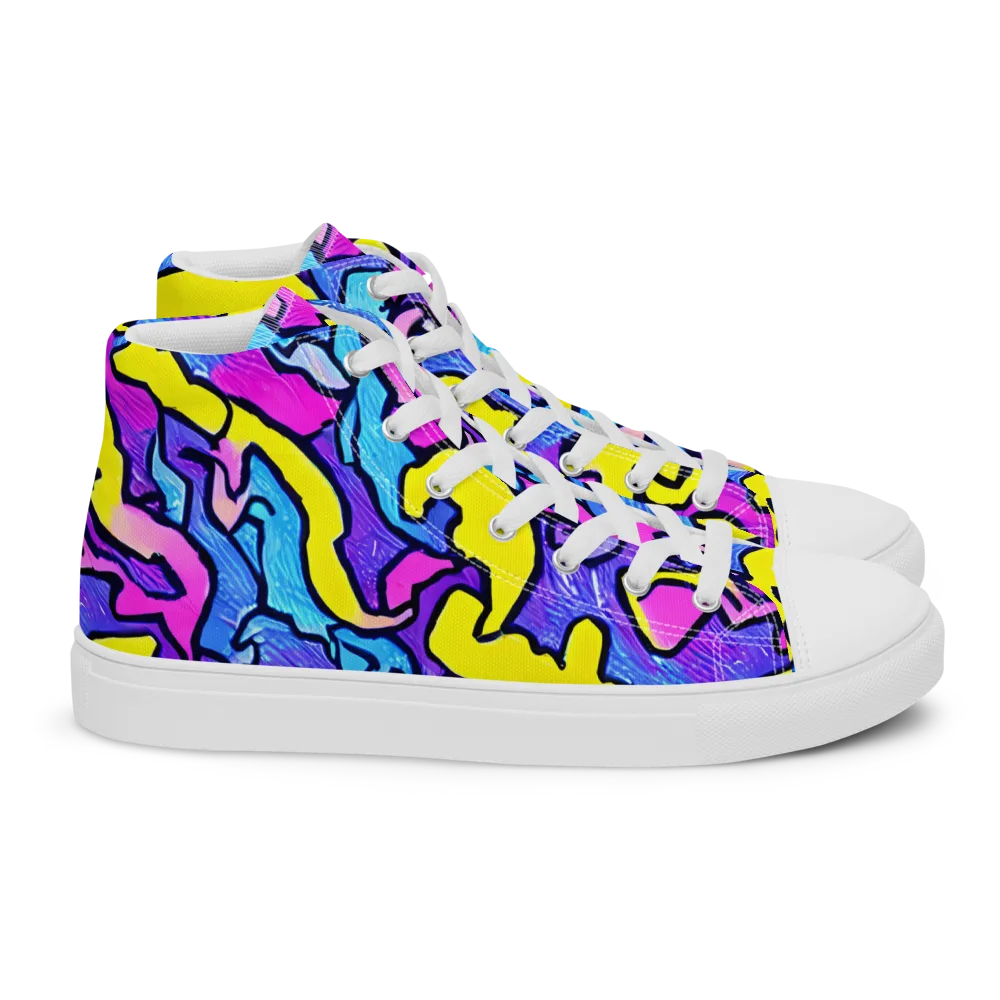 Kaleido Pulse on Women's High Top Canvas Shoes — Right