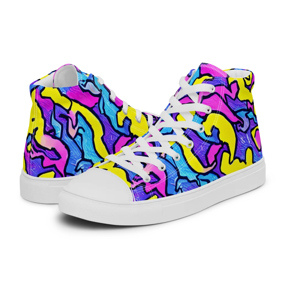 Kaleido Pulse on Women's High Top Canvas Shoes — Left
