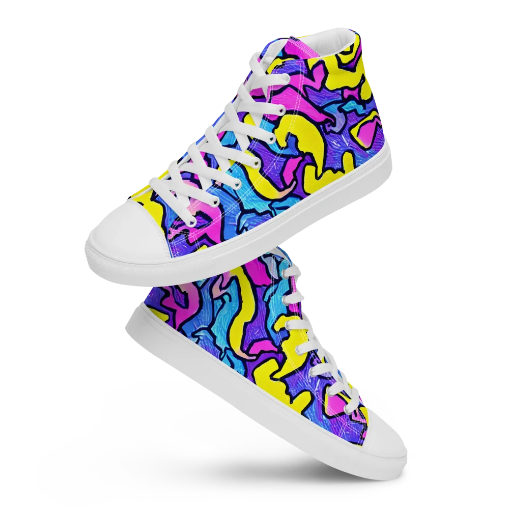 Kaleido Pulse on Women's High Top Canvas Shoes — Front