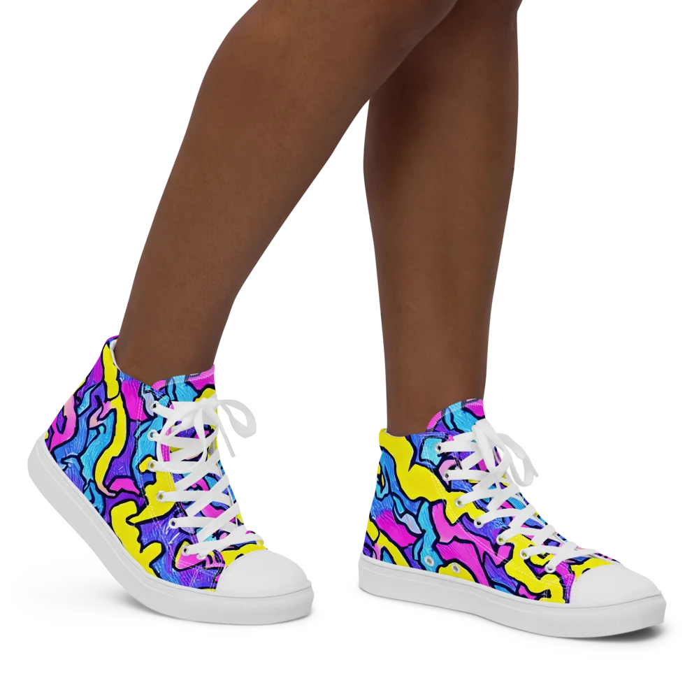 Kaleido Pulse on Women's High Top Canvas Shoes — Right
