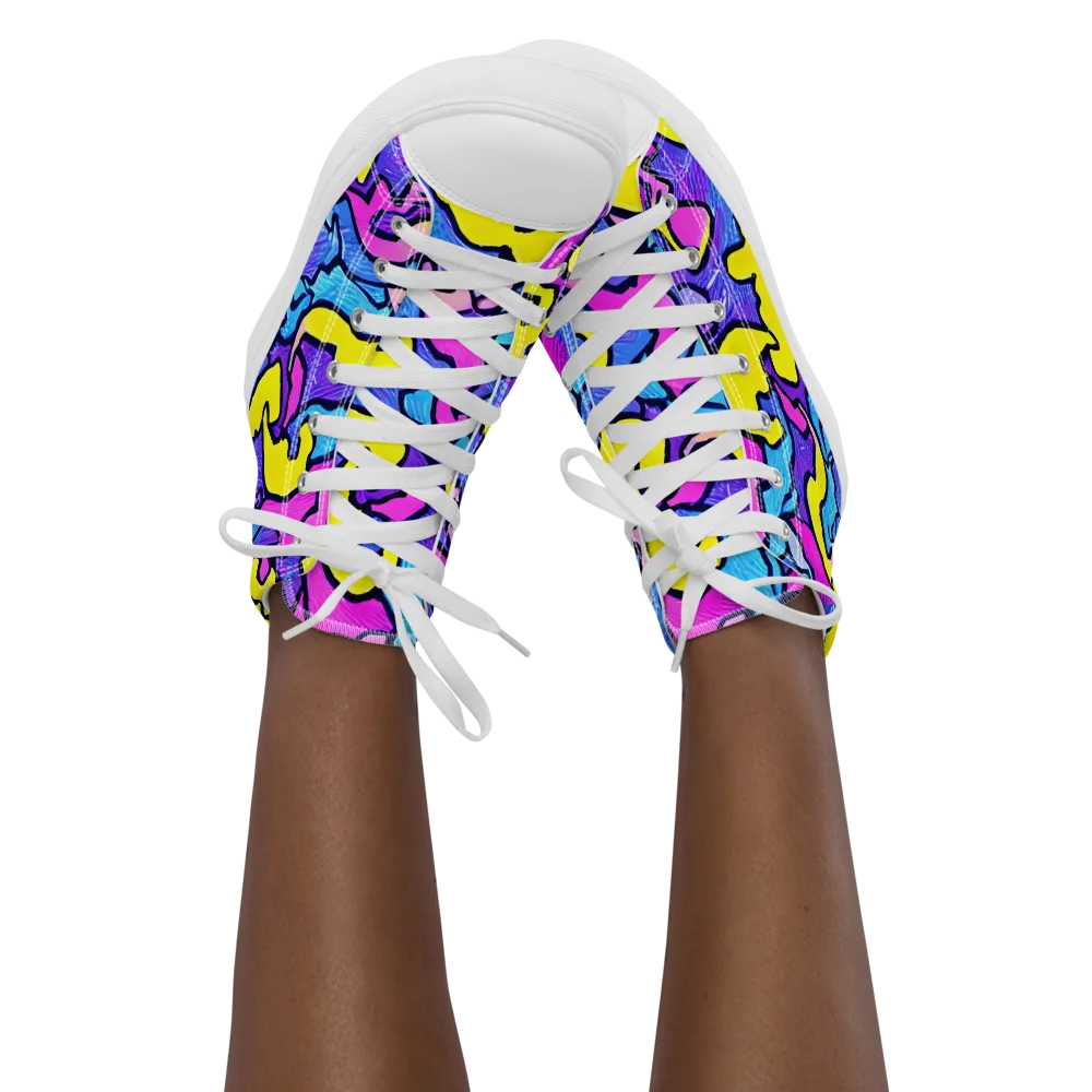 Kaleido Pulse on Women's High Top Canvas Shoes — Front