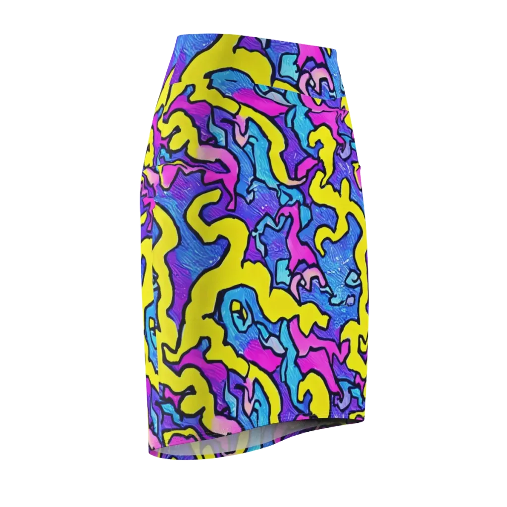 Kaleido Pulse on Pencil Skirt — Front Side