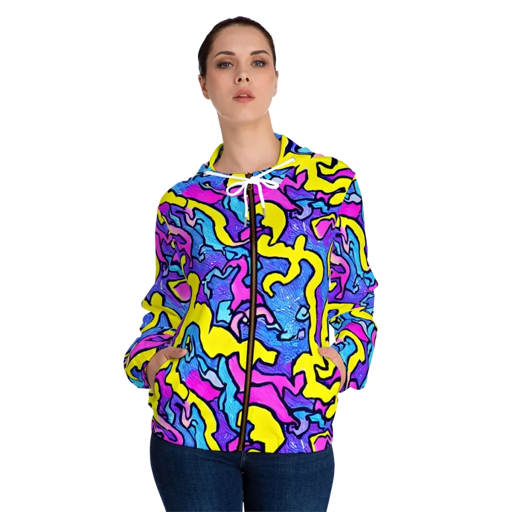 Kaleido Pulse on Women's Full-Zip Hoodie — Front On Person