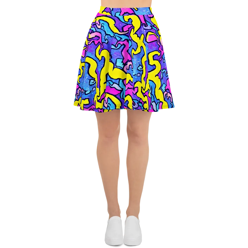 Kaleido Pulse on Skater Skirt — Front