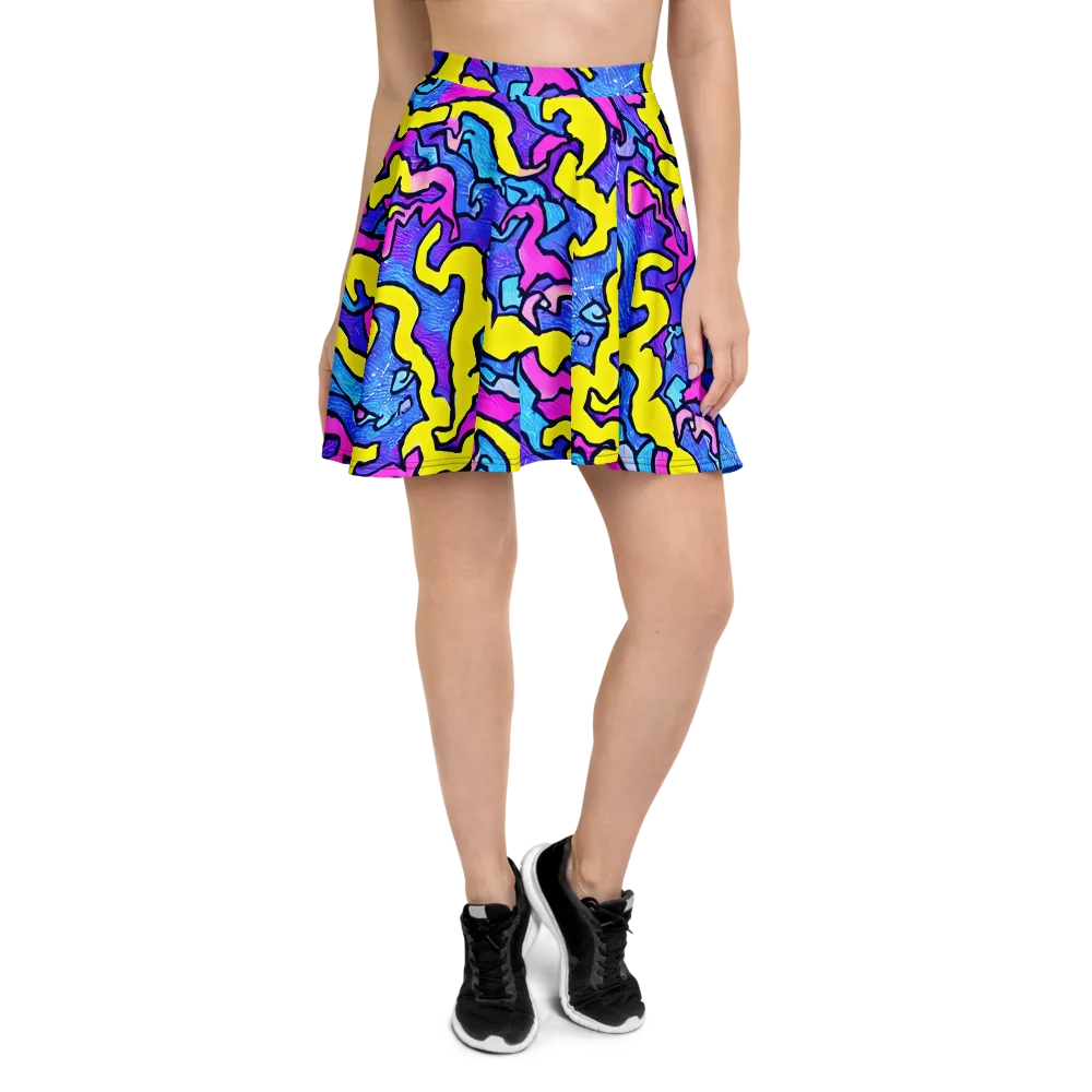 Kaleido Pulse on Skater Skirt — Front