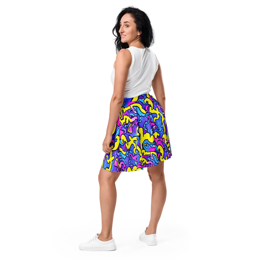 Kaleido Pulse on Skater Skirt — Back