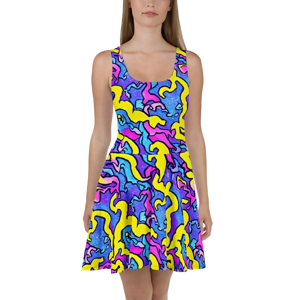 Kaleido Pulse on Skater Dress — Front