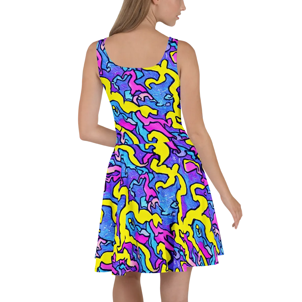 Kaleido Pulse on Skater Dress — Back