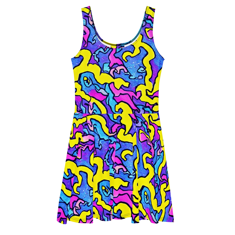 Kaleido Pulse on Skater Dress — Front