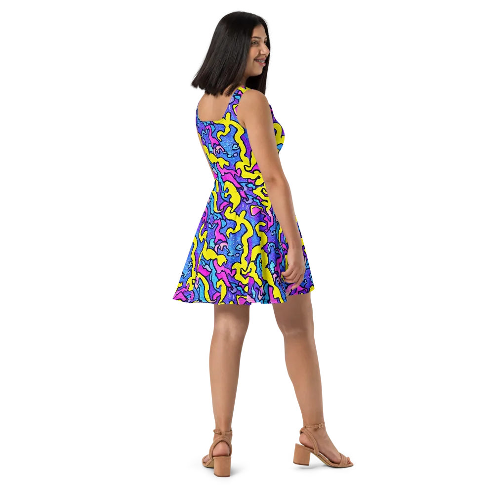 Kaleido Pulse on Skater Dress — Right