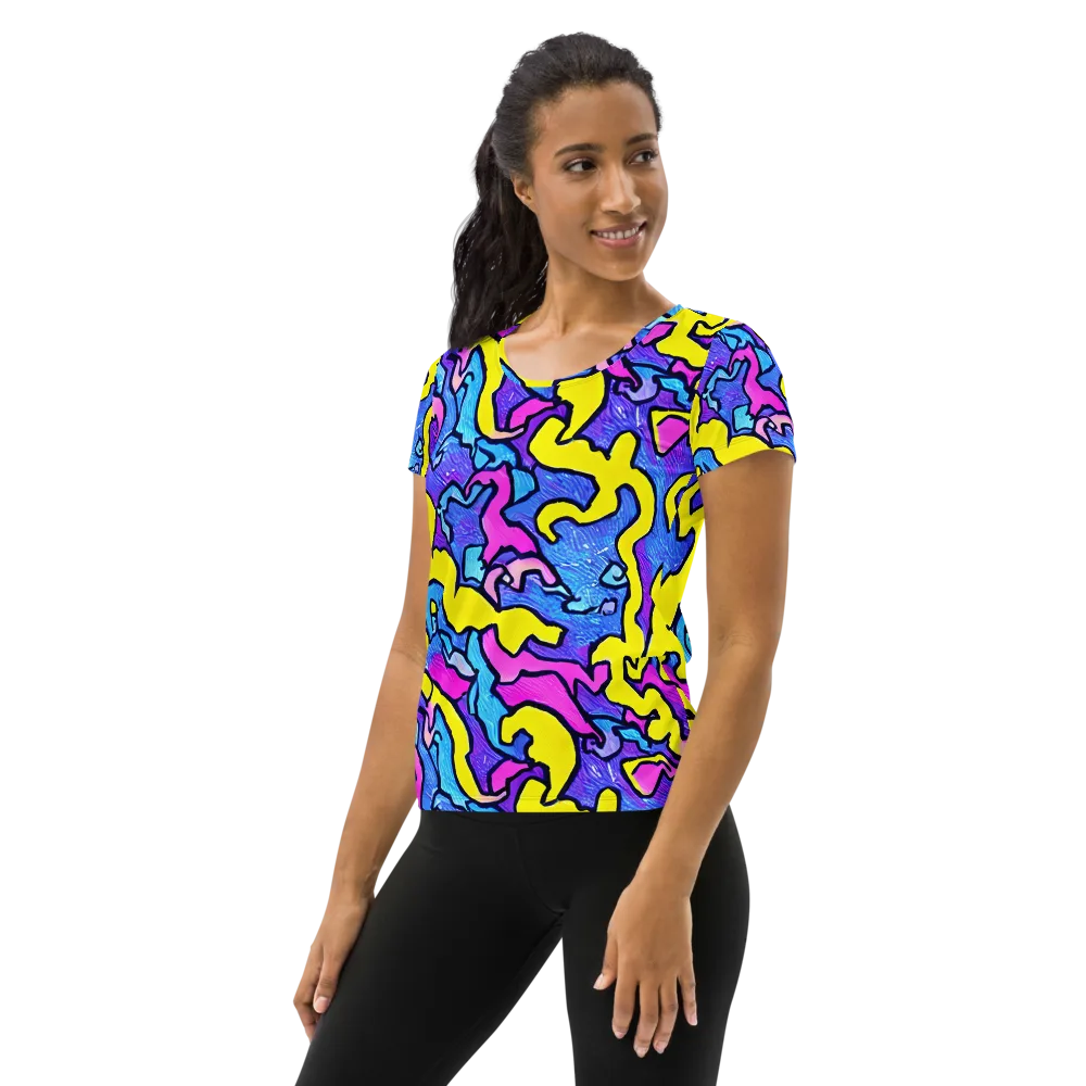 Kaleido Pulse on Women's Athletic T-Shirt — Left