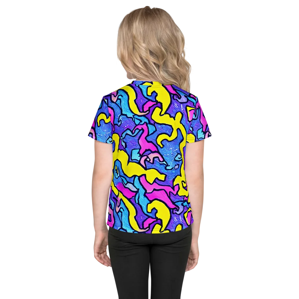 Kaleido Pulse on Kids Crew Neck T-Shirt — Back