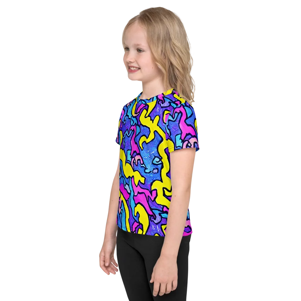 Kaleido Pulse on Kids Crew Neck T-Shirt — Left