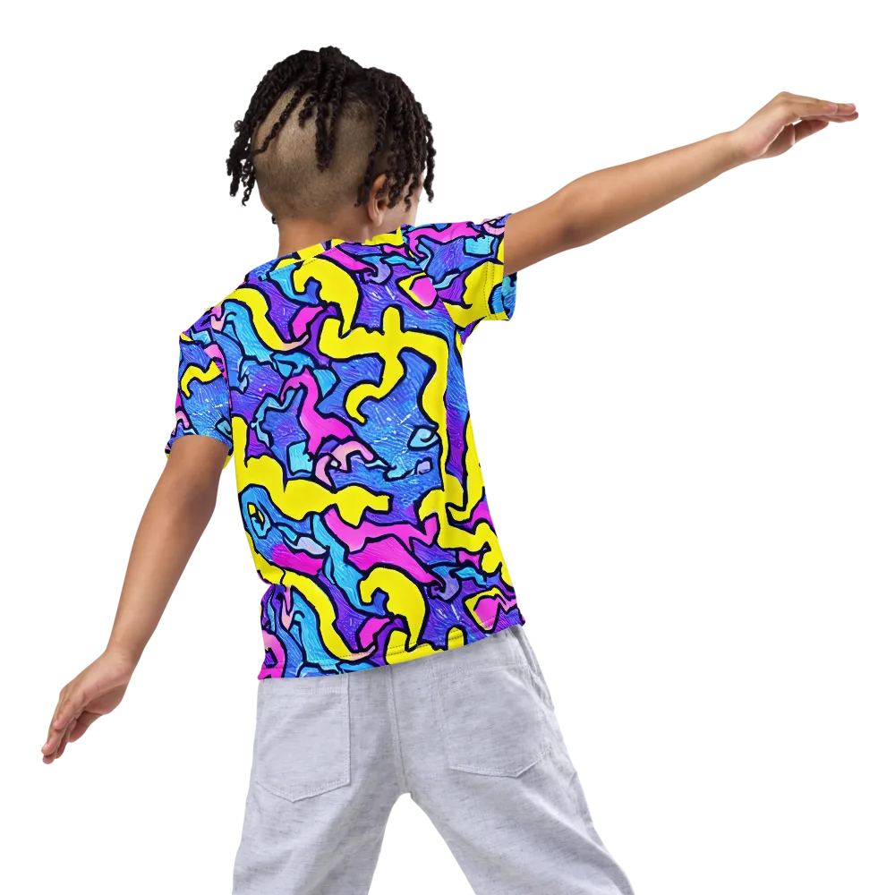 Kaleido Pulse on Kids Crew Neck T-Shirt — Back