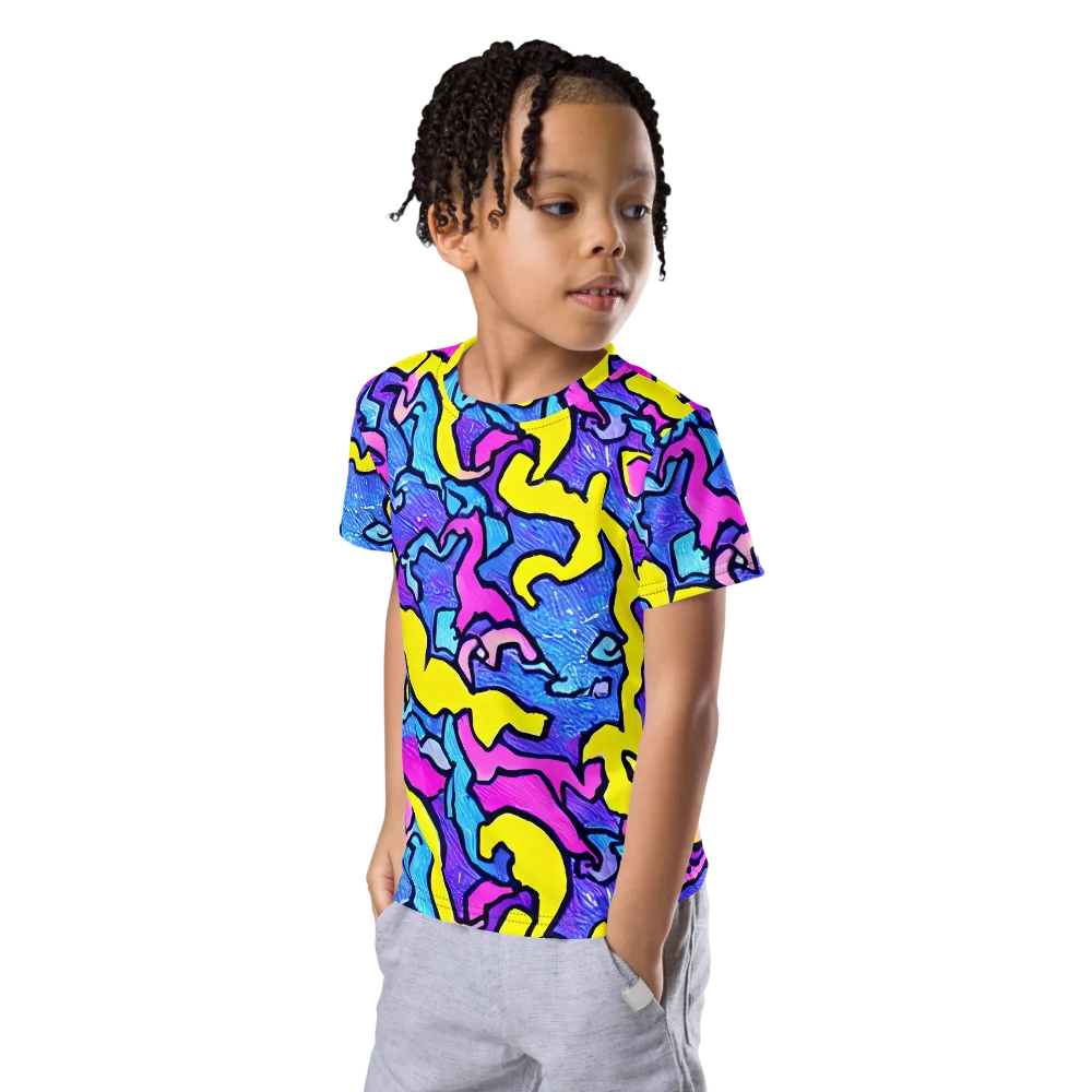 Kaleido Pulse on Kids Crew Neck T-Shirt — Left Front