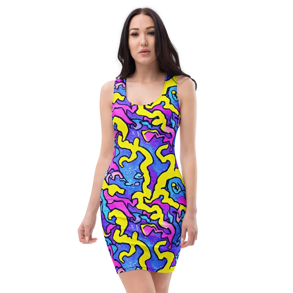 Kaleido Pulse on Bodycon Dress — Front
