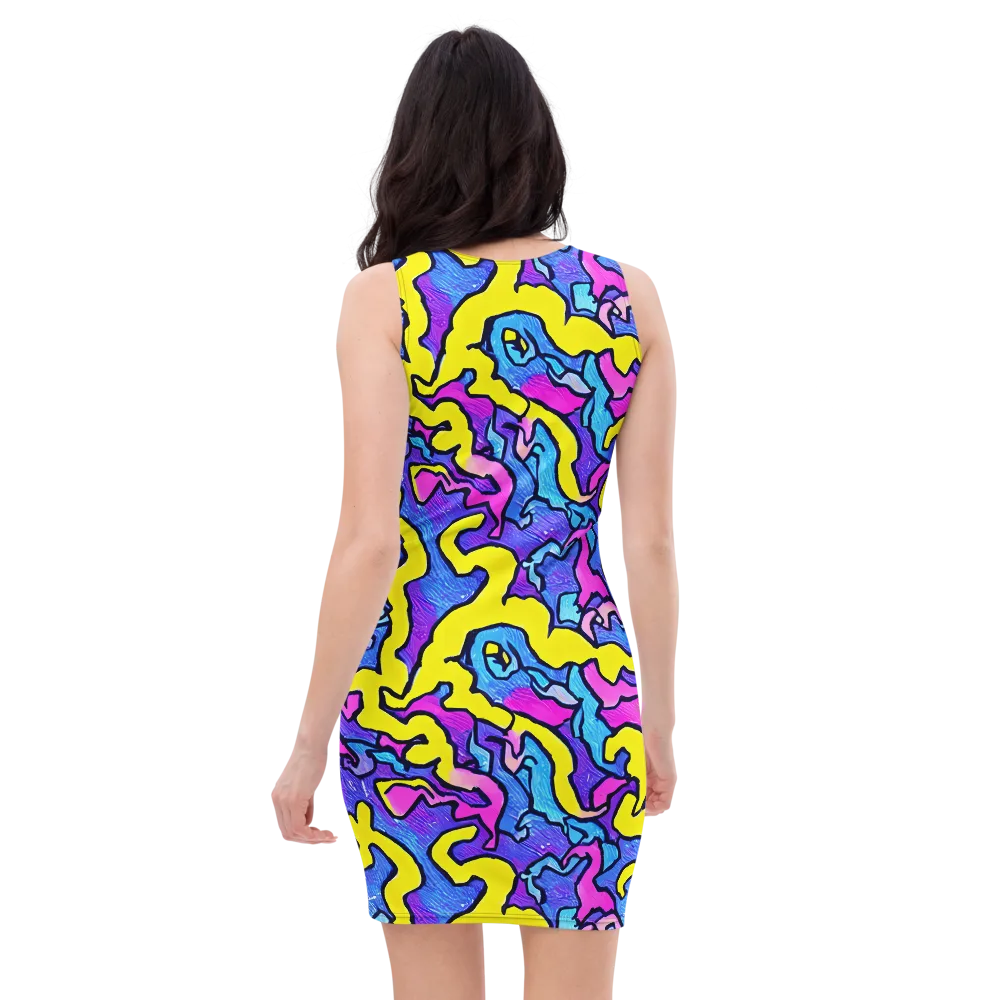 Kaleido Pulse on Bodycon Dress — Back