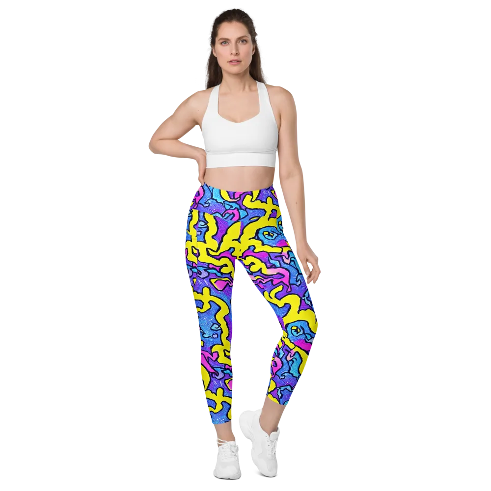 Kaleido Pulse on Leggings with Pockets — Front