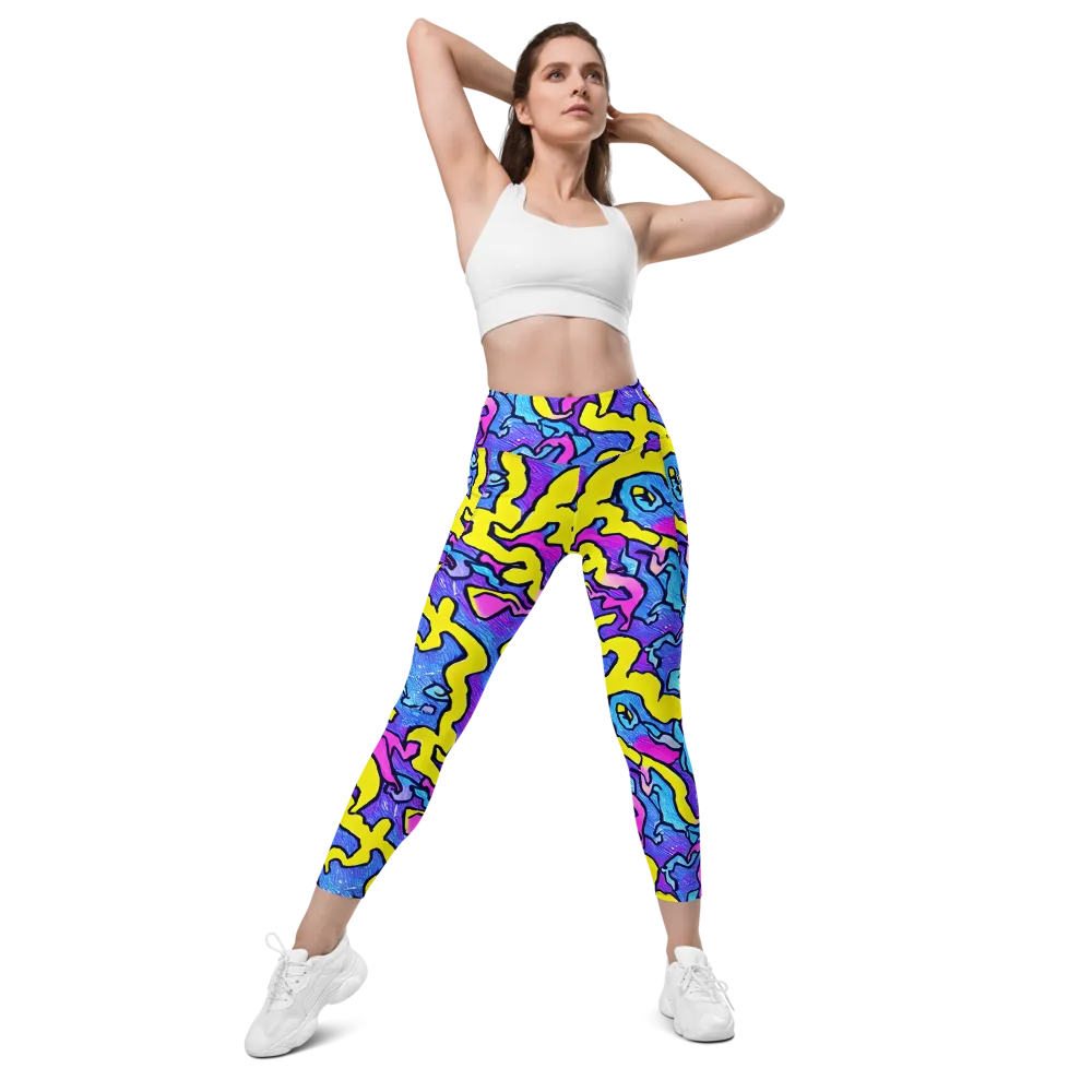 Kaleido Pulse on Leggings with Pockets — Front