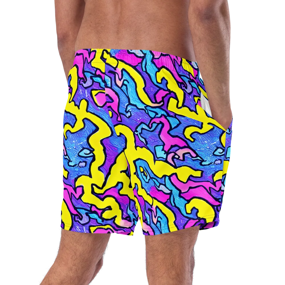 Kaleido Pulse on Swim Trunks — Right Back